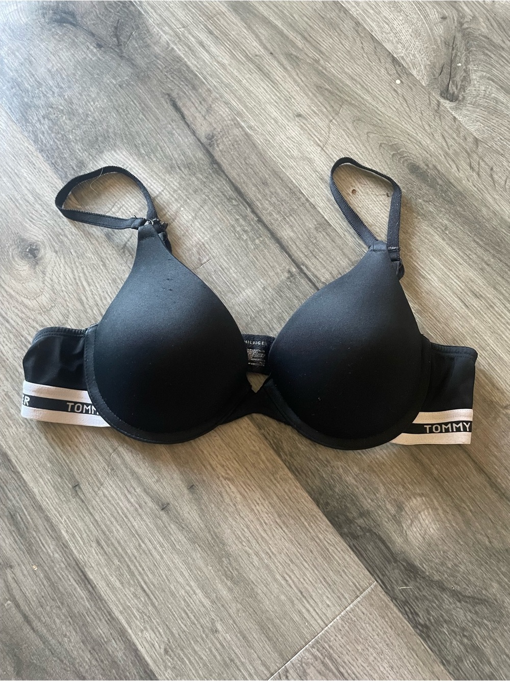 Tommy Hilfiger Black Logo Band Padded Underwire Bra